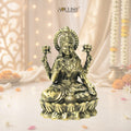 Lakshmi Sitting on Lotus Brass Goddess Idol