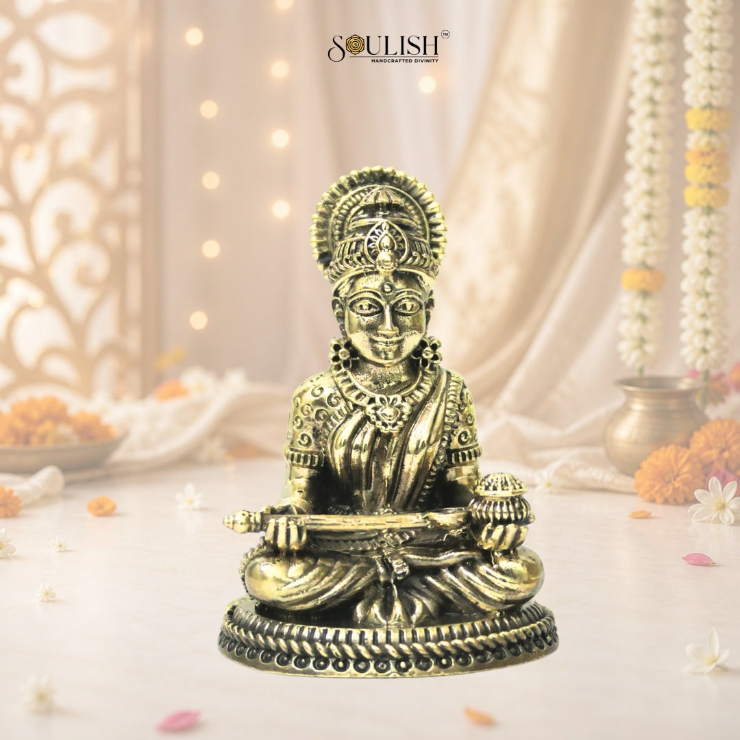 Goddess Annapurna Brass Idol | Handcrafted Annapurna Devi Murti for Home Temple