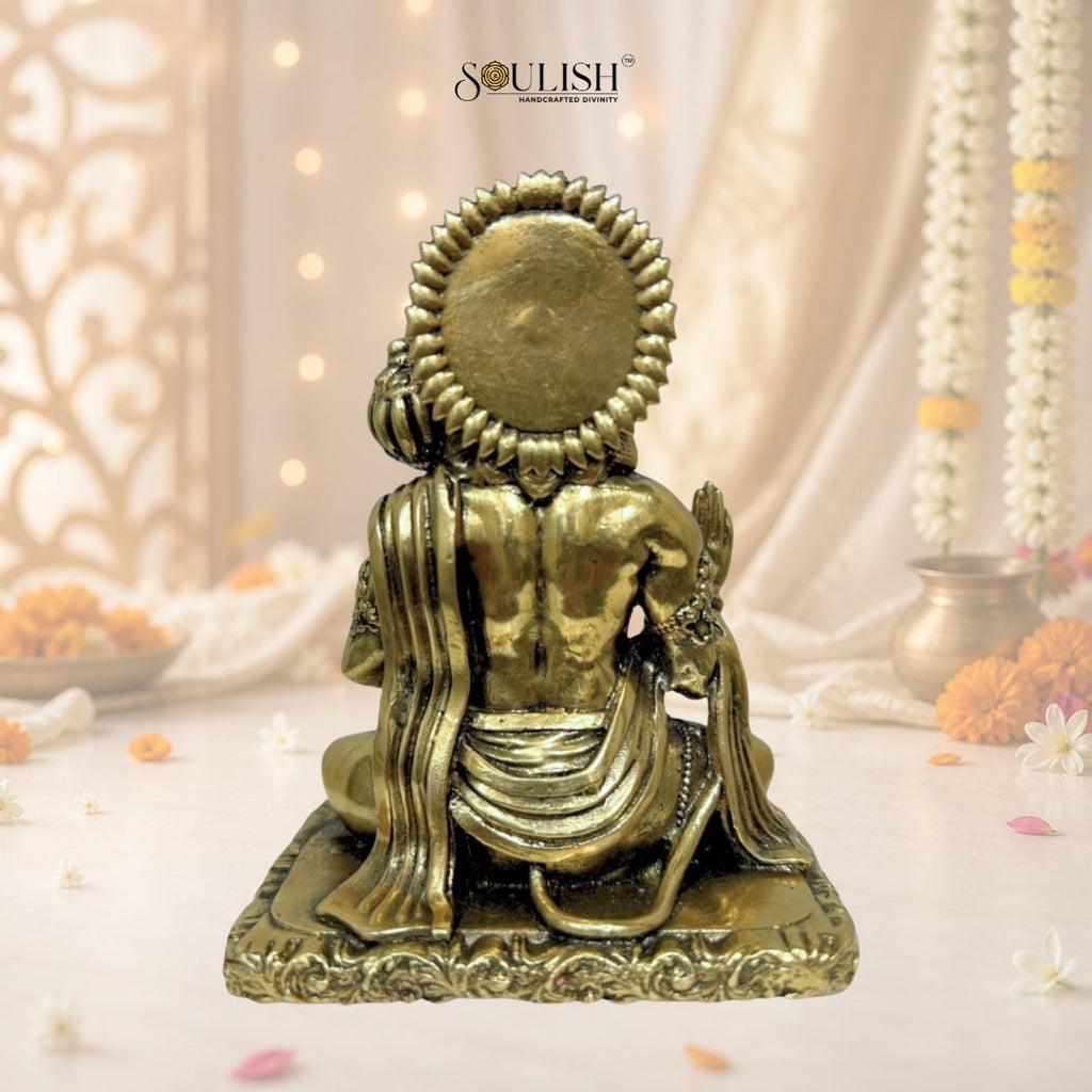 Lord Hanuman Brass Idol | Handcrafted Pure Brass Hanuman Murti for Home Temple