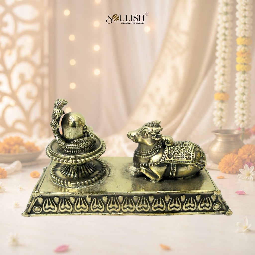 Nandi Shivlingam Brass Idol
