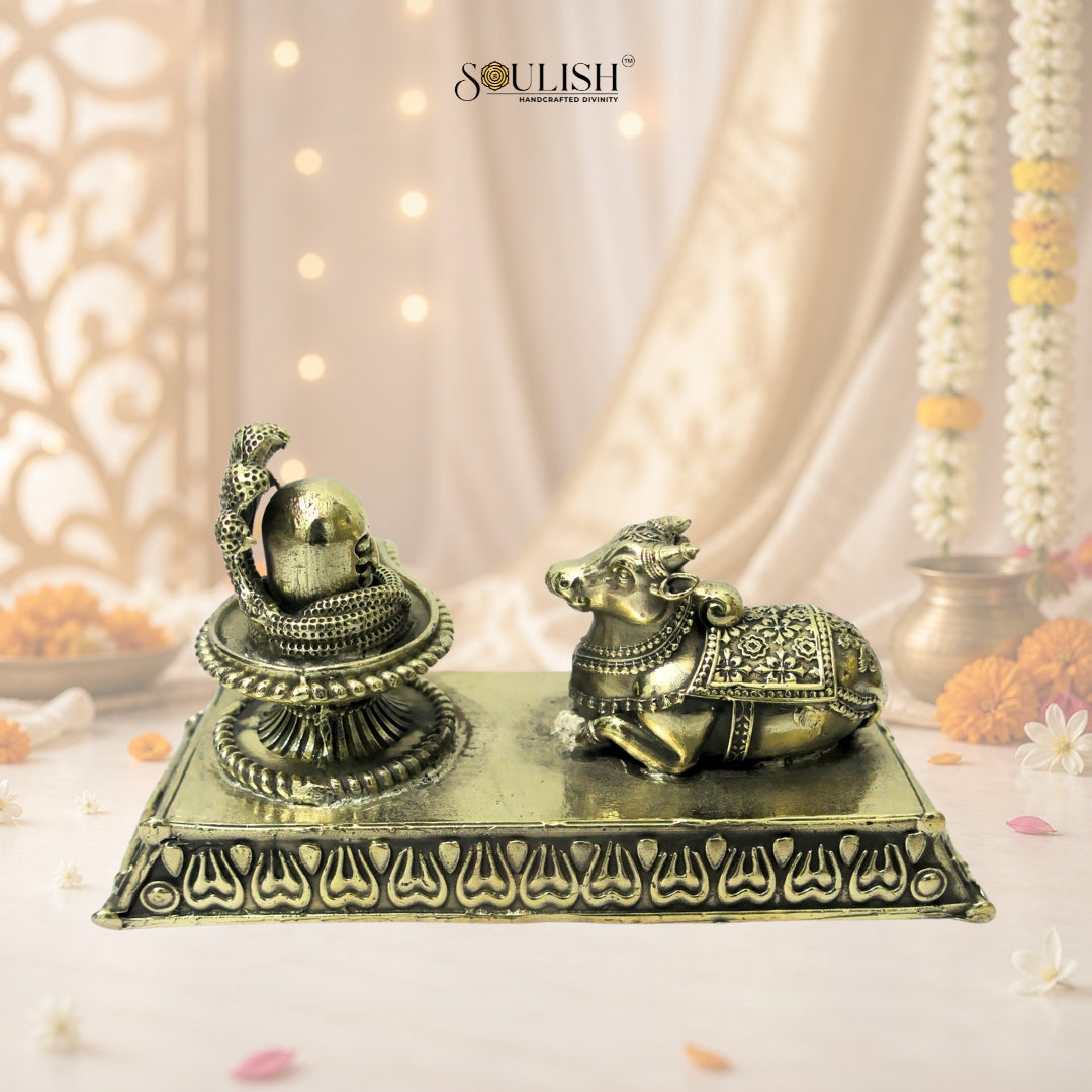 Nandi Shivlingam Brass Idol