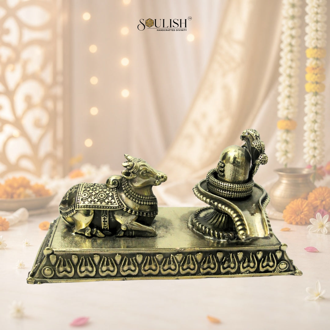Nandi Shivlingam Brass Idol