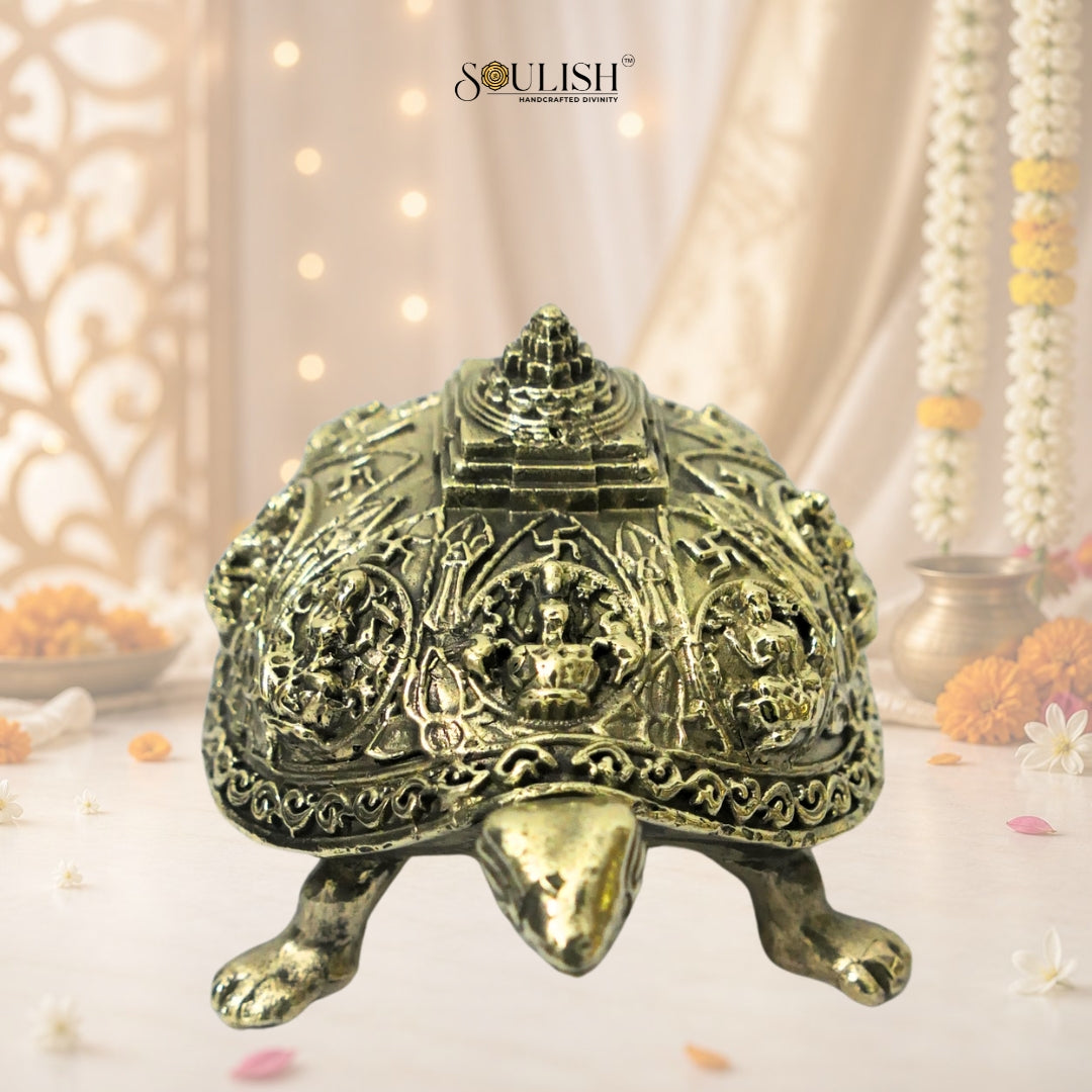 Vastu Tortoise with Ashtalakshmi Shree Yantra | Superfine Brass Prosperity Idol