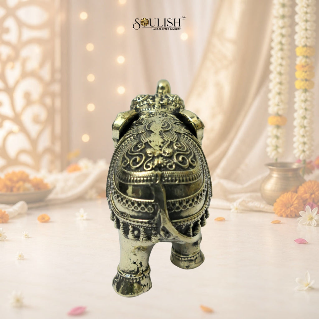 Elephant Brass Idol | Handcrafted Brass Elephant Statue for Vastu & Home Décor