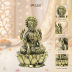 Lakshmi on lotus with swan brass idol