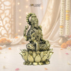 Lakshmi on lotus with swan brass idol