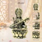 Saraswati on Lotus Brass Idol