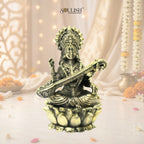 Saraswati on Lotus Brass Idol