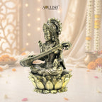 Saraswati on Lotus Brass Idol