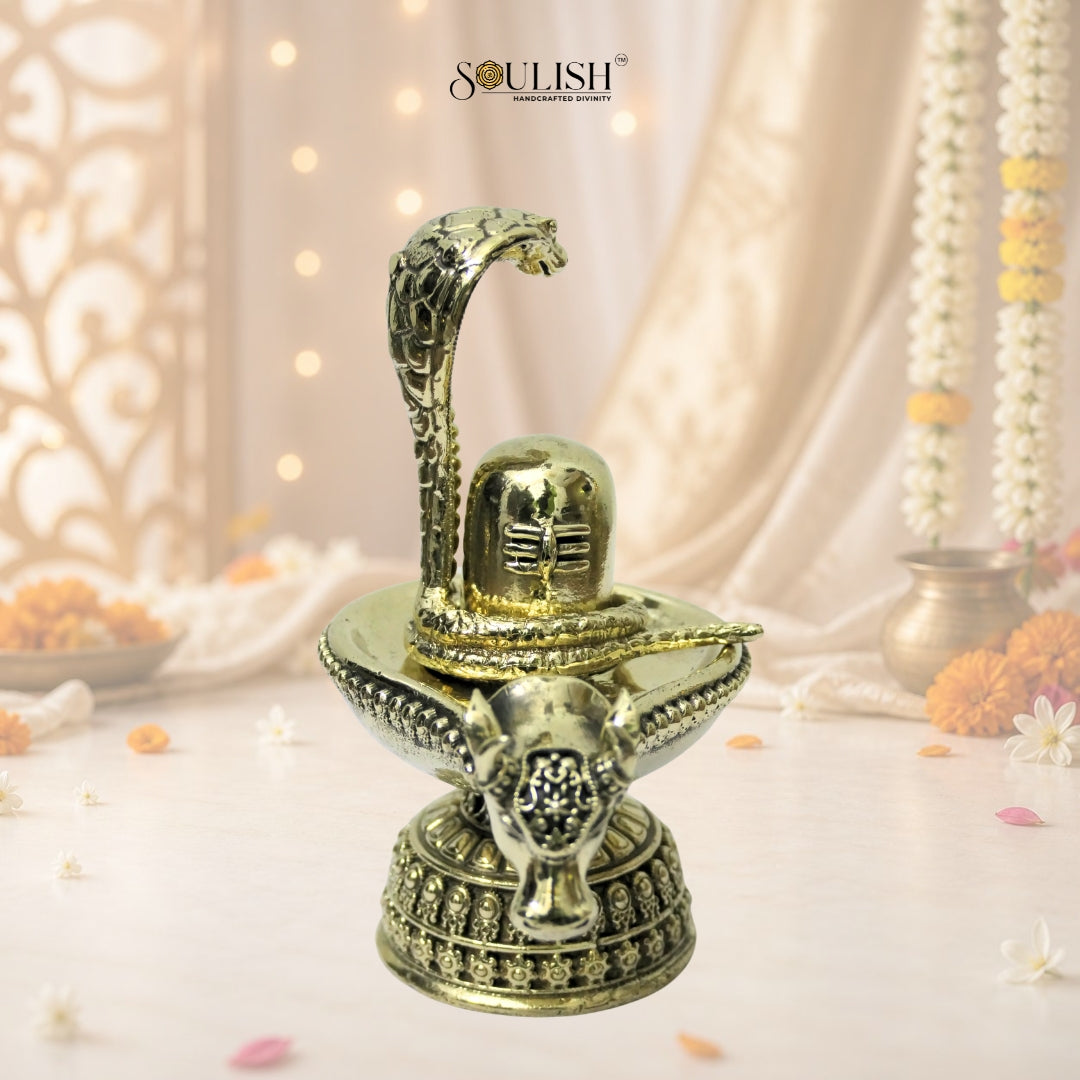 Shiva Ling with Nandi Mukh Brass Statue