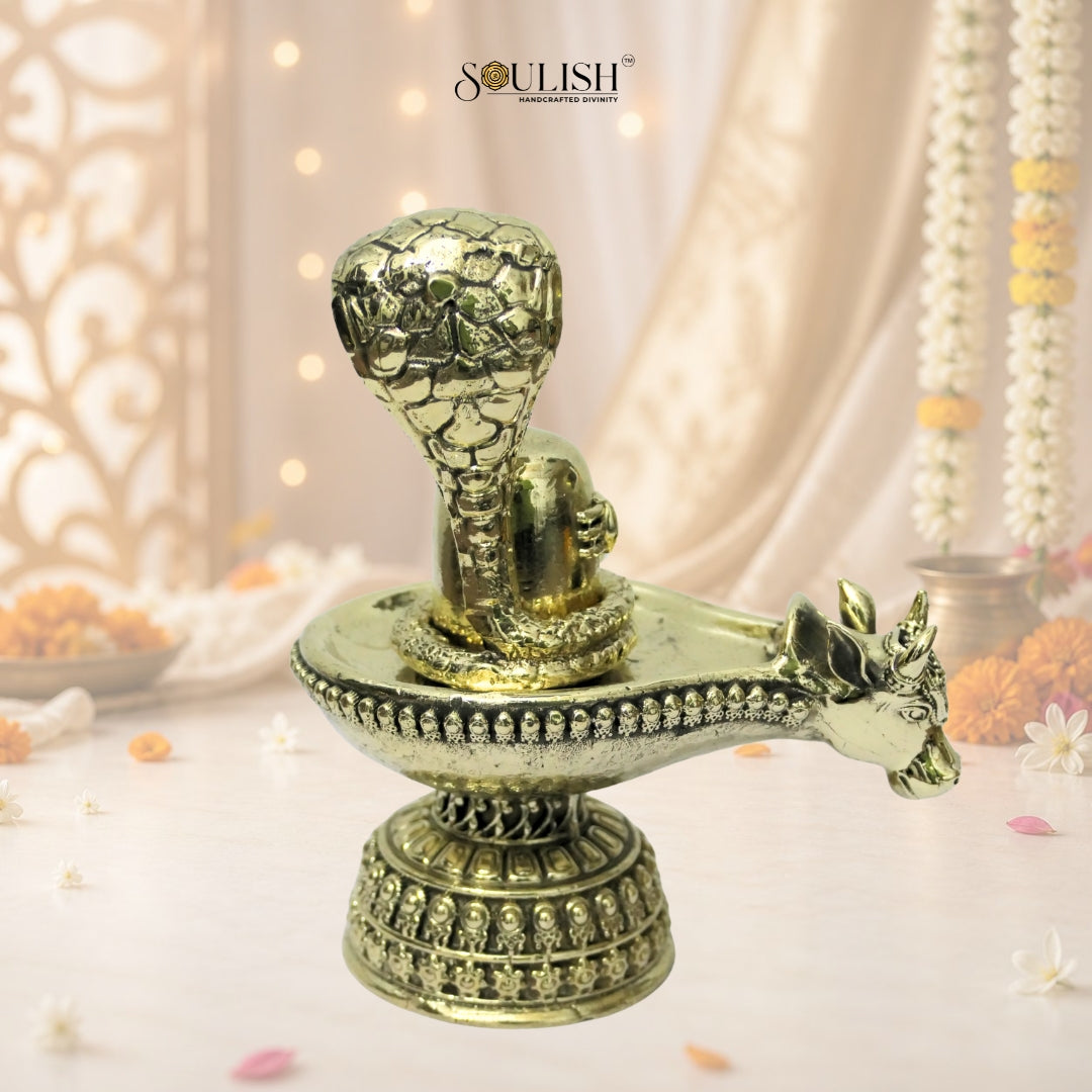 Shiva Ling with Nandi Mukh Brass Statue