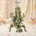 Ganesha Sitting on Sinhasan Brass Idol