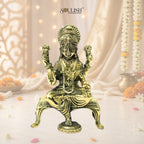 Lakshmi Sitting on Sinhasan Brass Idol