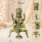 Lakshmi Sitting on Sinhasan Brass Idol