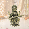 Saraswati on Lotus Playing Sitar Brass Idol