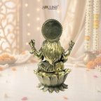Saraswati on Lotus Playing Sitar Brass Idol