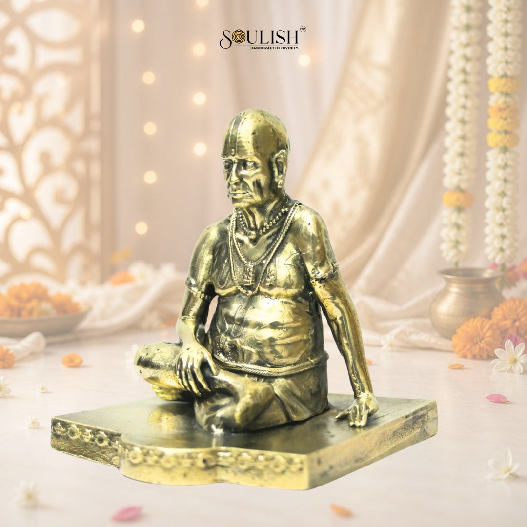 Shri Swami Samarth Brass Idol | Handcrafted Swami Samarth Murti for Home Temple