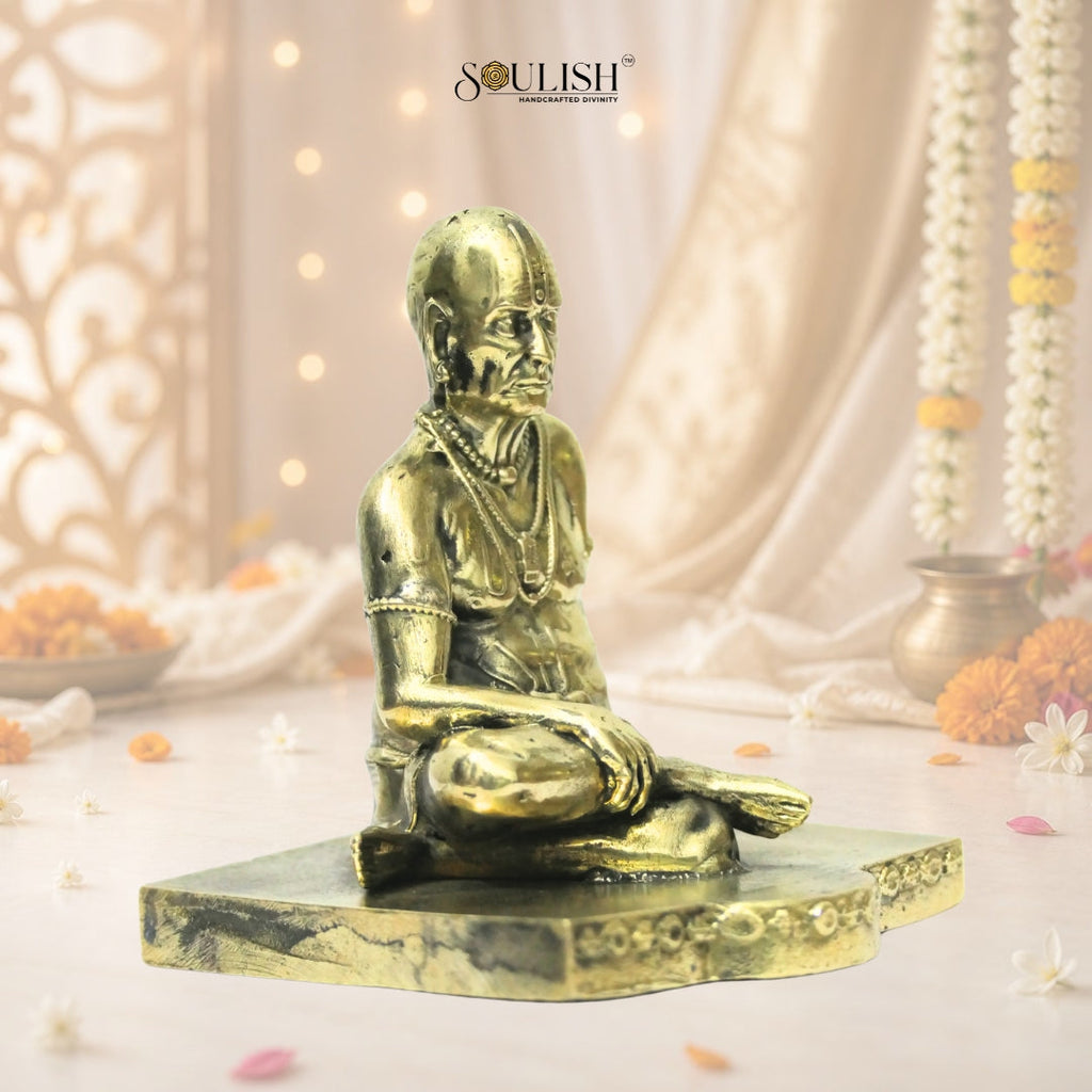 Shri Swami Samarth Brass Idol | Handcrafted Swami Samarth Murti for Home Temple