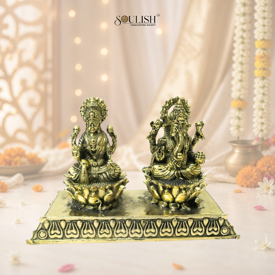 Lakshmi Ganesha Brass Idol