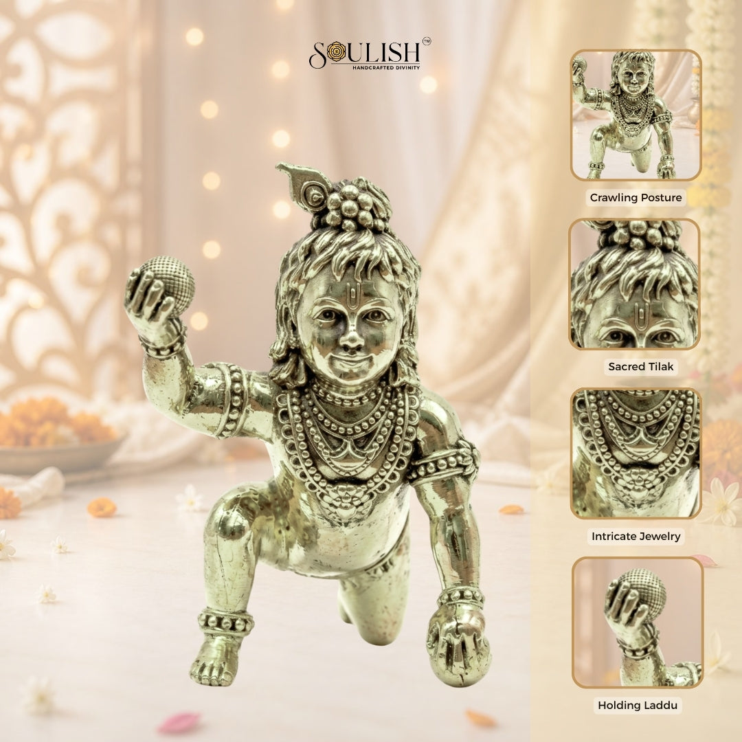 Laddu Bal Gopal Krishna Brass Idol
