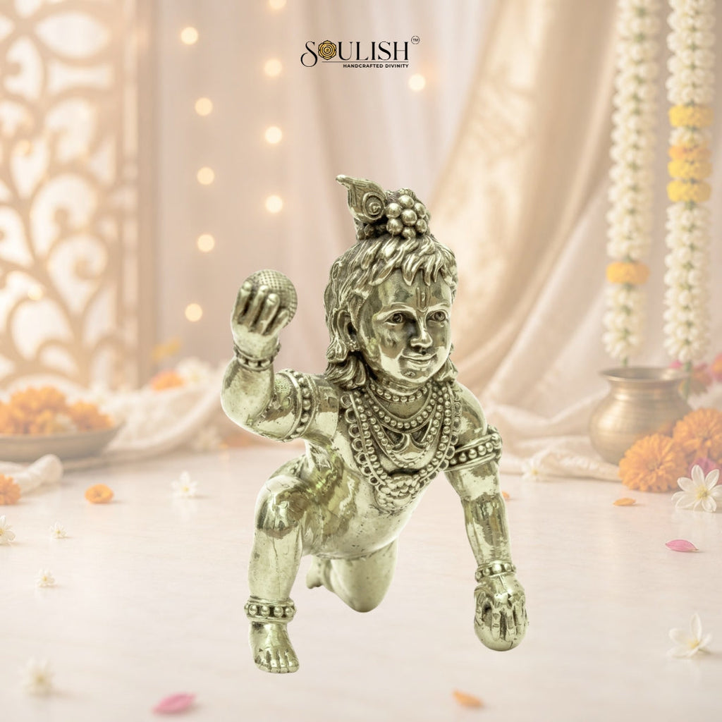 Laddu Bal Gopal Krishna Brass Idol