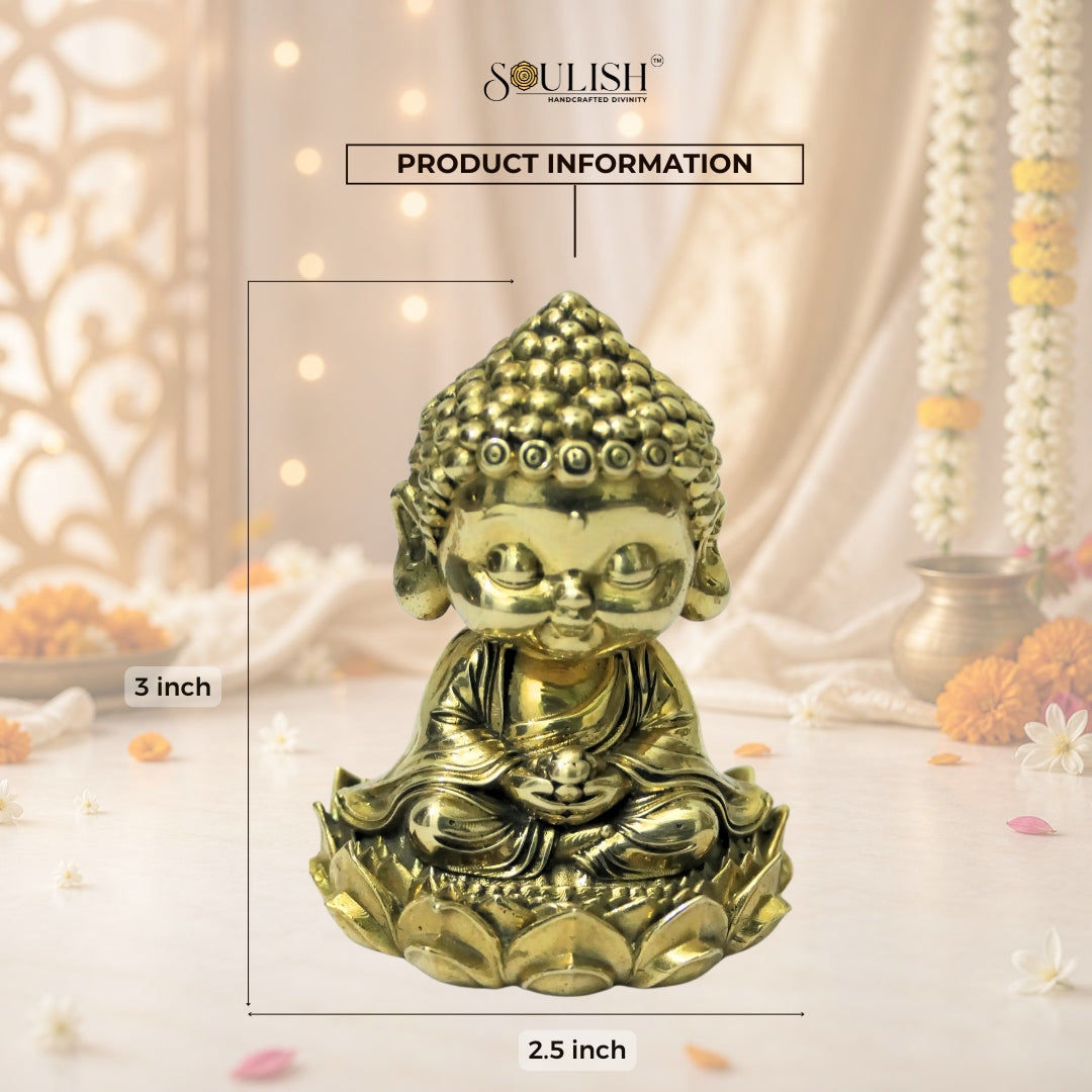Little Buddha Meditating Brass Idol – Peaceful Spiritual Home Décor
