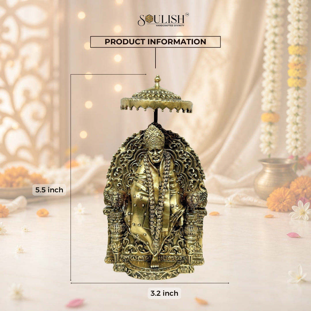 Sai Baba Brass Idol | Handcrafted Brass Murti for Home Temple & Pooja