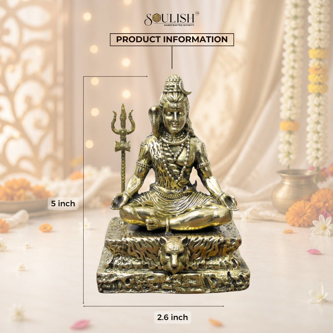Lord Shiva Meditating Brass Idol – Spiritual Home Décor & Divine Sculpture