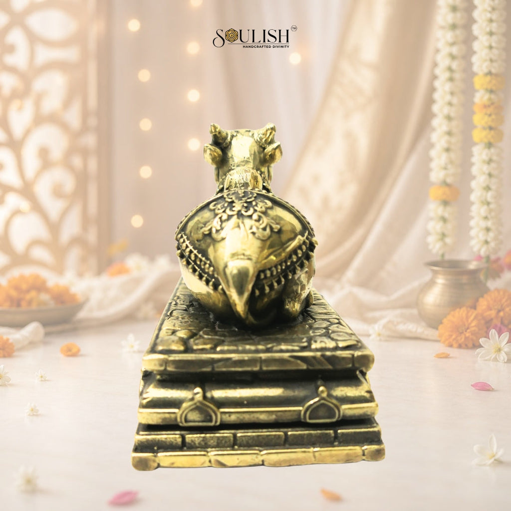 Nandi Brass Statue – Sacred Bull of Lord Shiva, Spiritual Home Décor
