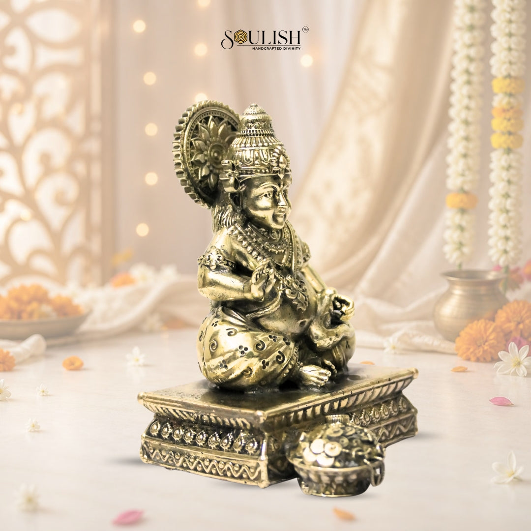 Lord Kuber Brass Idol – God of Wealth & Prosperity, Spiritual Home Décor