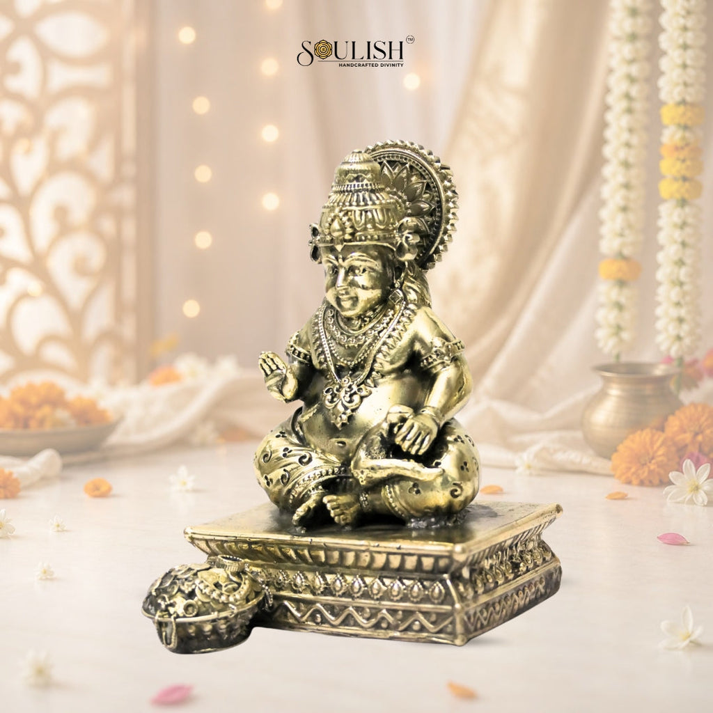 Lord Kuber Brass Idol – God of Wealth & Prosperity, Spiritual Home Décor