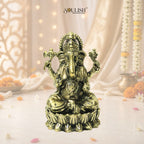 Lord Ganesha on Lotus Brass Idol – Auspicious Spiritual Home Décor
