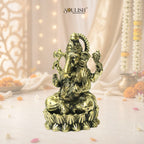 Lord Ganesha on Lotus Brass Idol – Auspicious Spiritual Home Décor