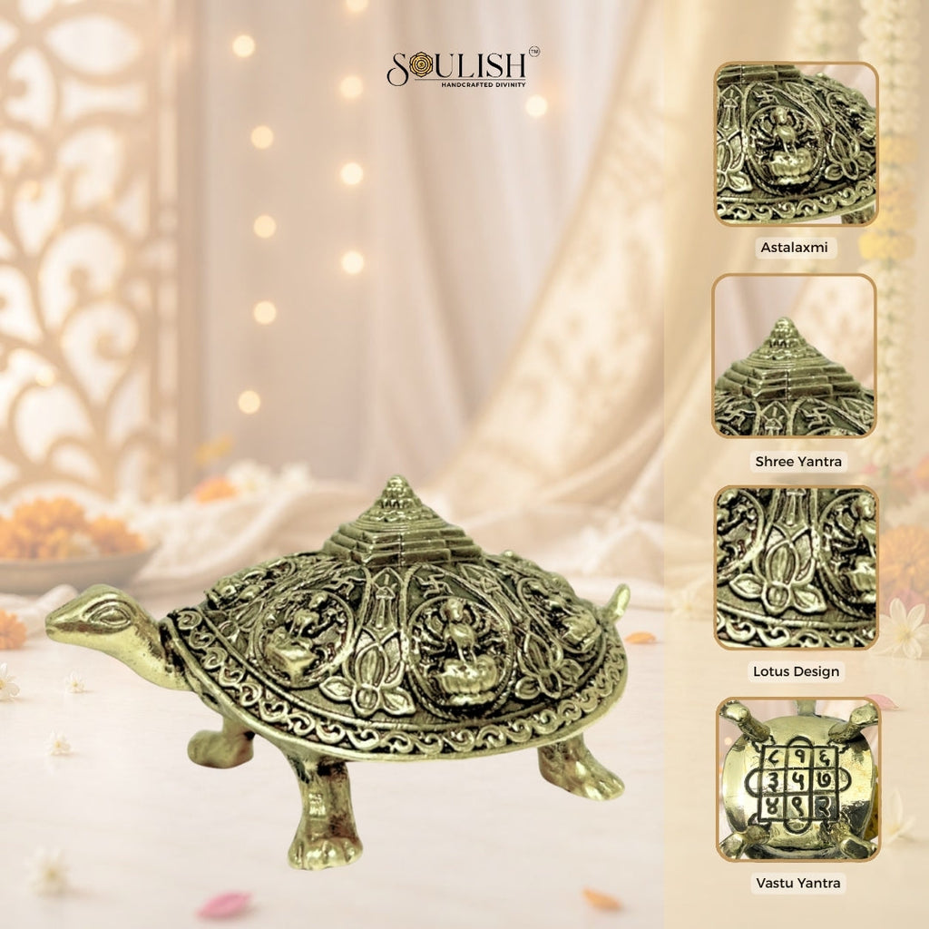 Vastu Tortoise with Ashtalakshmi Shree Yantra | Superfine Brass Prosperity Idol