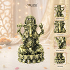 Lord Ganesha on Lotus Brass Idol – Auspicious Spiritual Home Décor