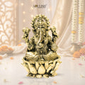 Lord Ganesha on Lotus Brass Idol – Auspicious Spiritual Home Décor